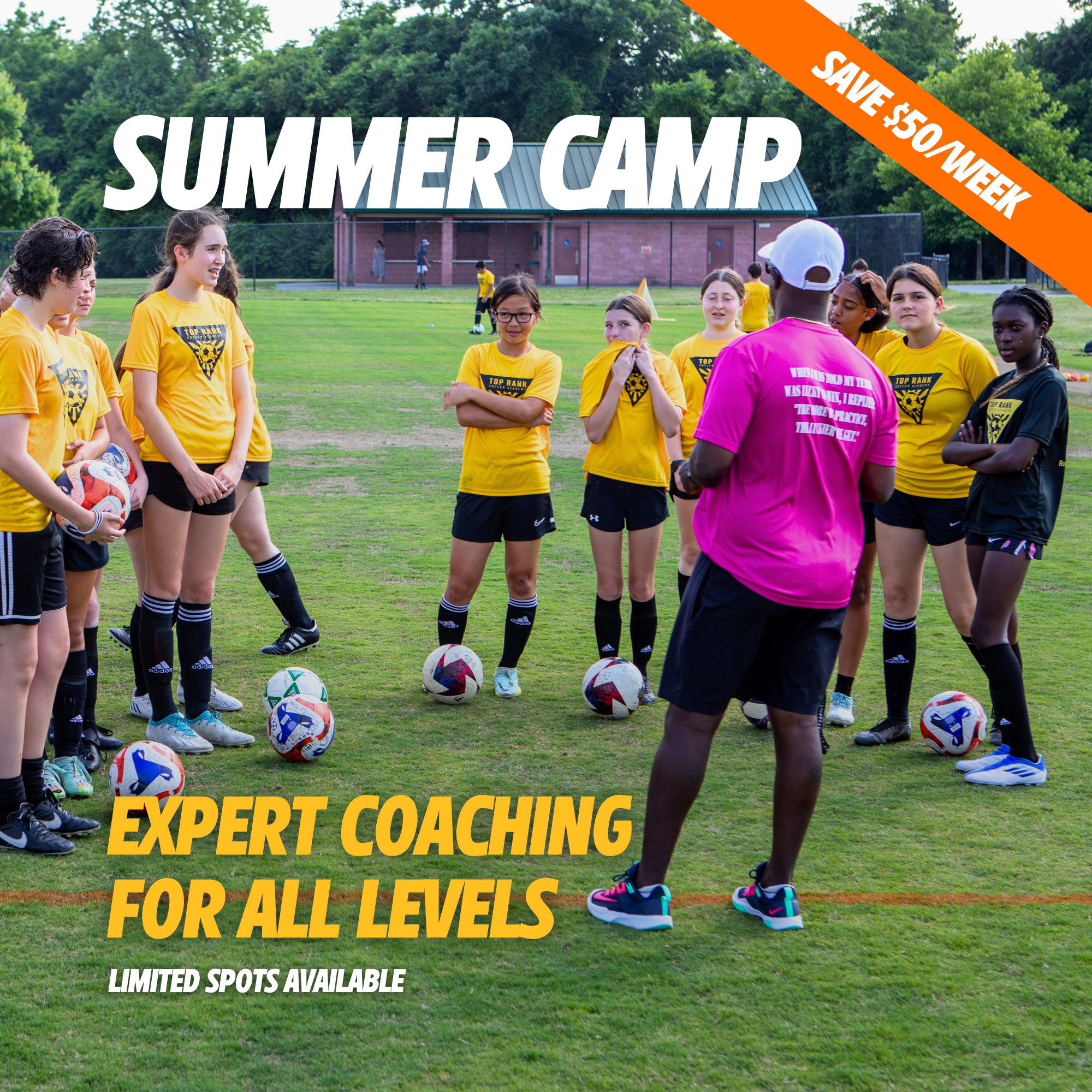 Top Rank Soccer Academy Facebook ad: Save $50 on Summer Camp