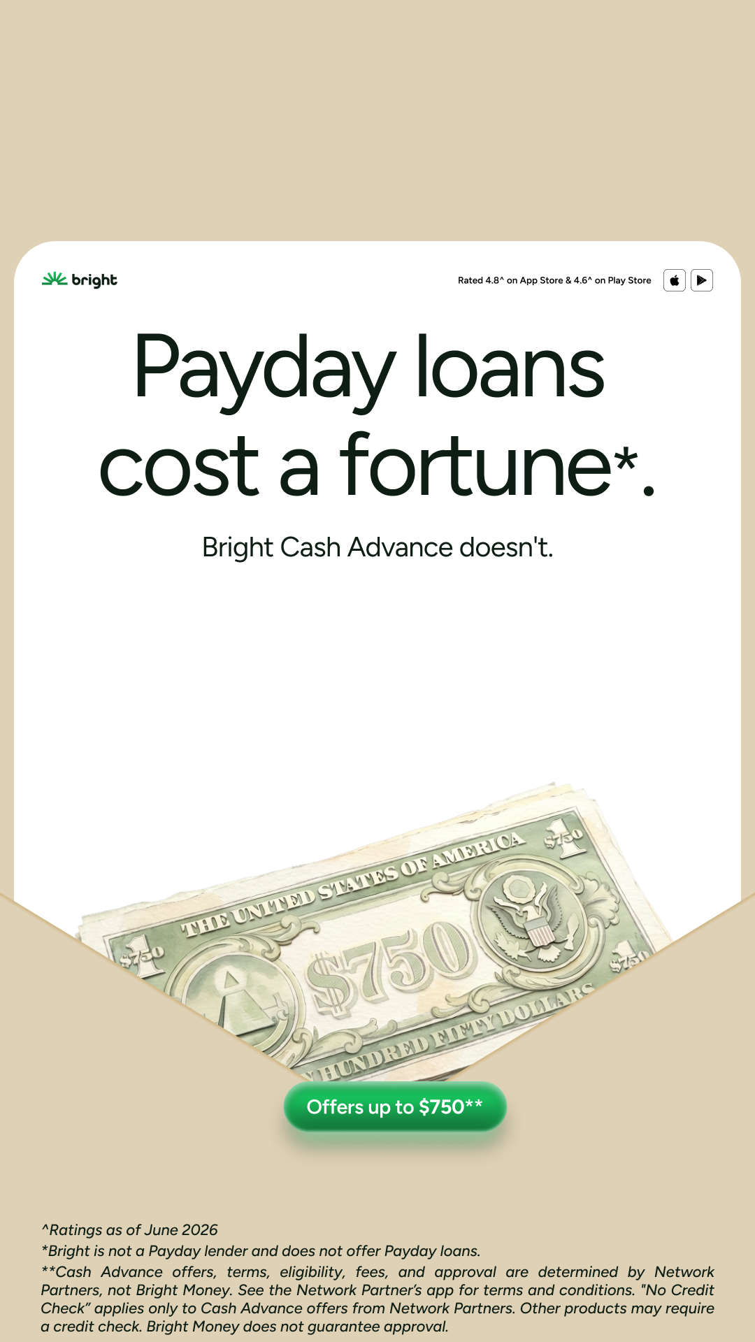 Bright Money Facebook ad