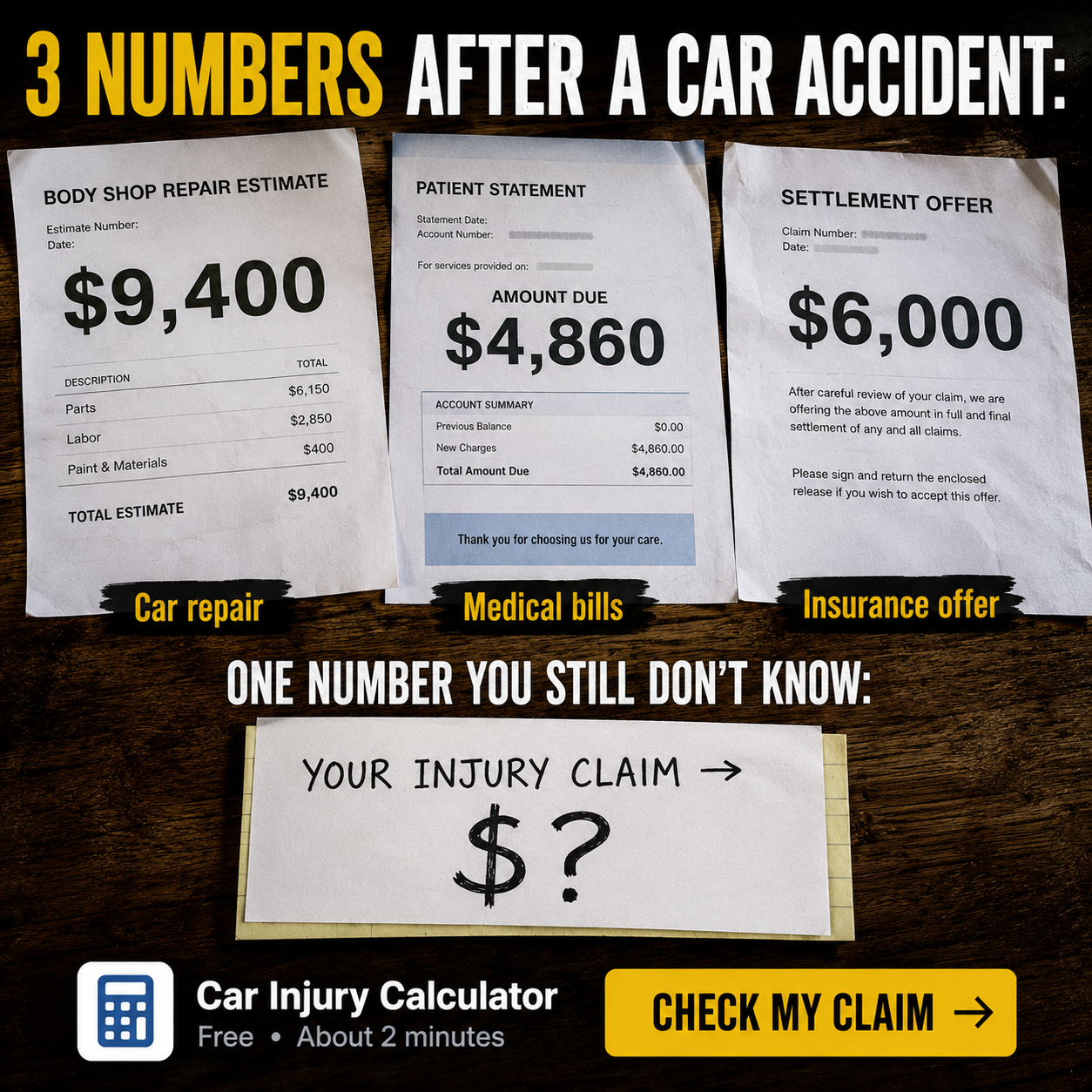 Car Injury Calculator Facebook ad