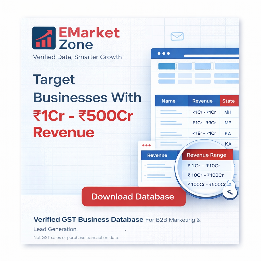 EMARKET ZONE Facebook ad: 6.5 Lakh GST Registered Companies Database