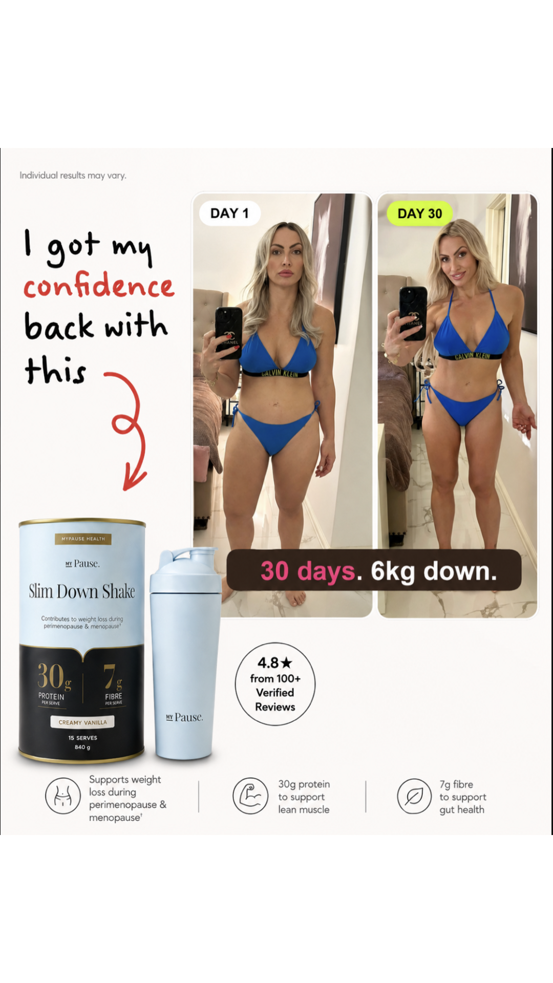 MyPause Health Facebook ad: The Shake Made For Women 40+