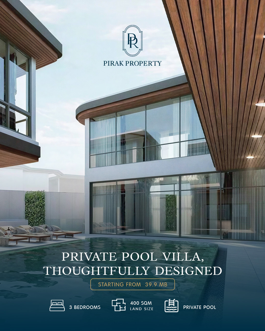Pirak Property Facebook ad: Discover exclusive living in a private pool villa…