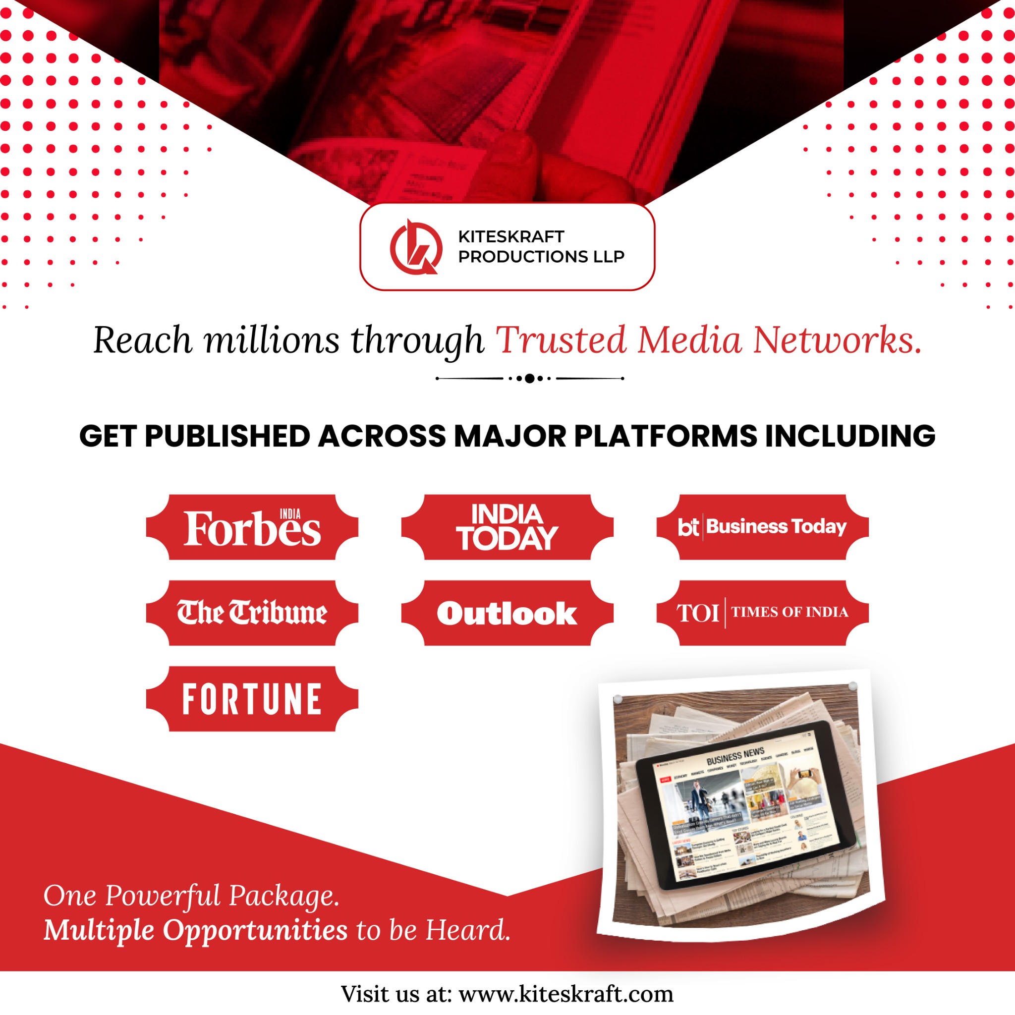 Kiteskraft Productions LLP Facebook ad: Build Authority Through Premium Media Coverage