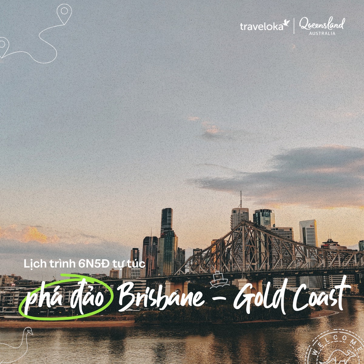 Traveloka Vietnam Facebook ad: Thấy thiên hạ đi Brisbane với Gold Coast…