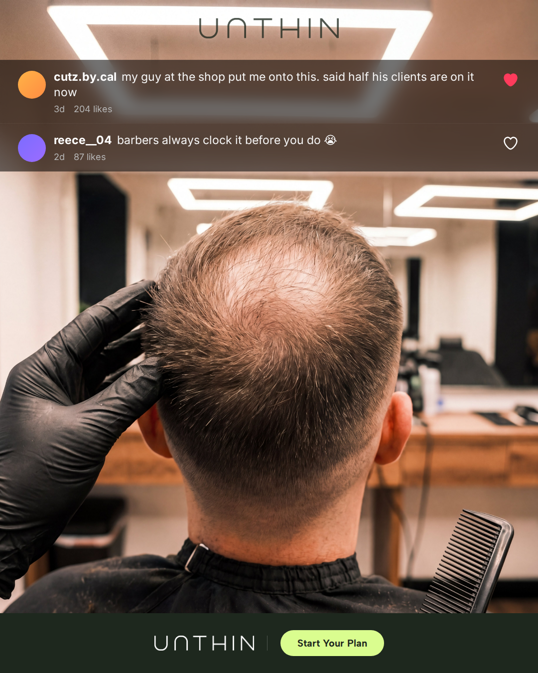 Unthinhair Facebook ad