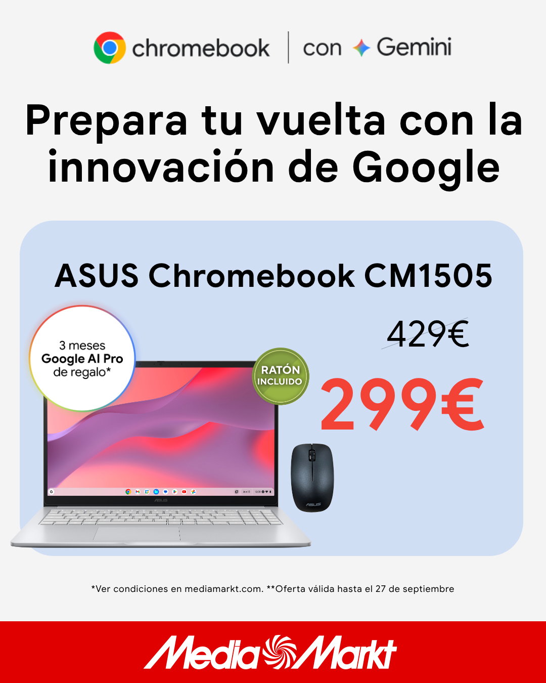 MediaMarkt España Facebook ad: Vuelve con un Chromebook