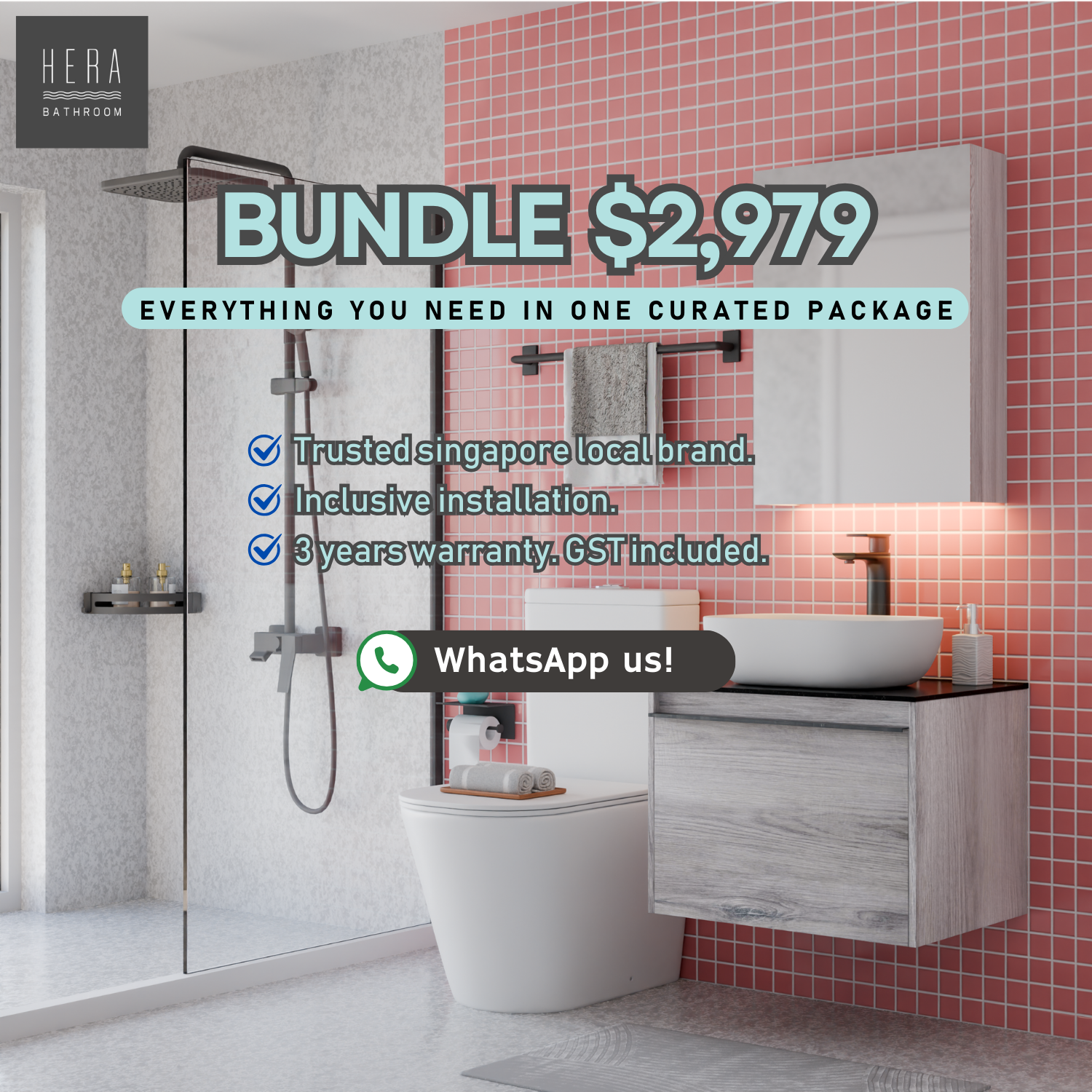 HERA Bathroom Facebook ad: Chat with us