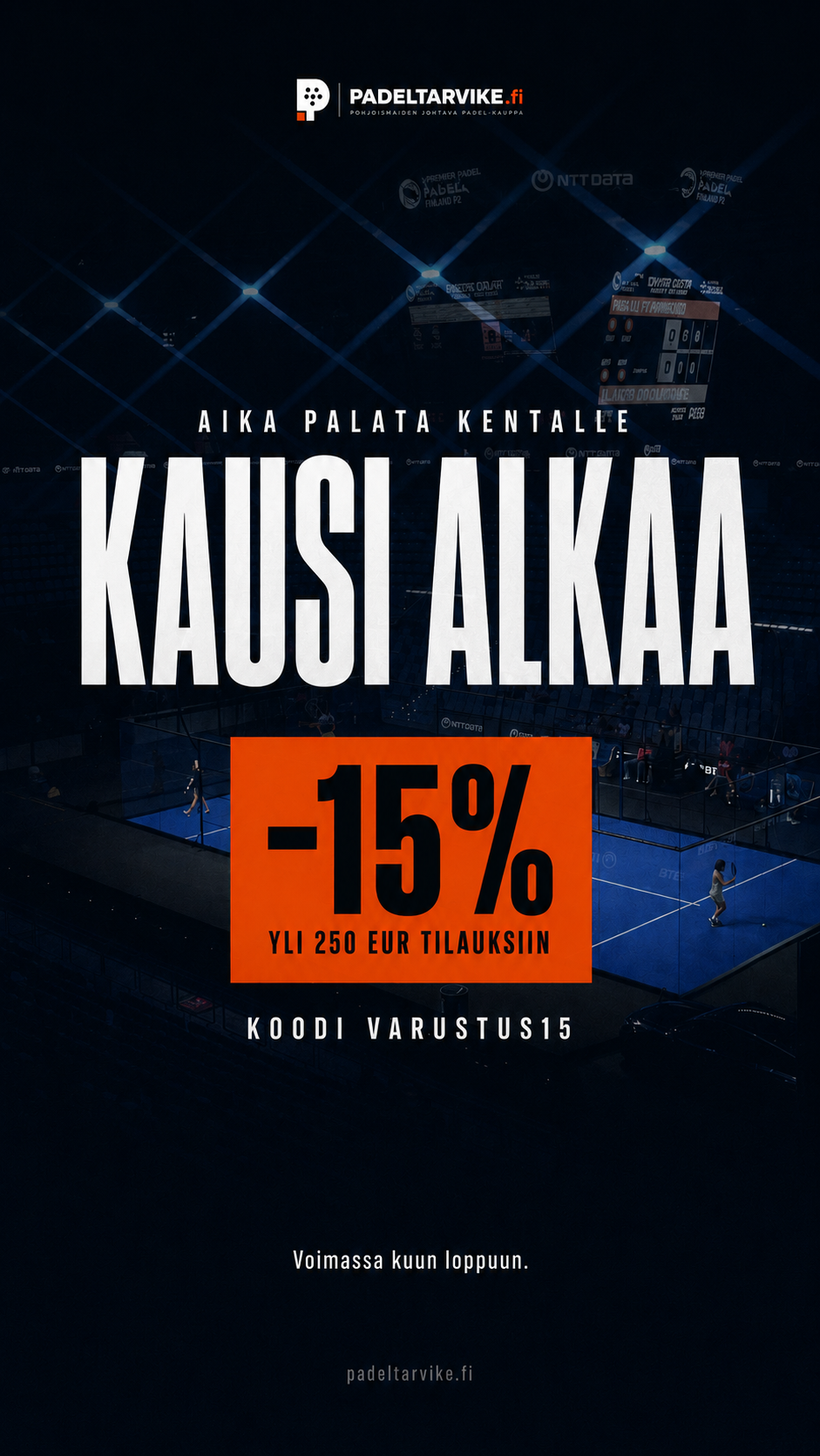 padeltarvikefi Facebook ad: -15 % · Voimassa sunnuntaihin