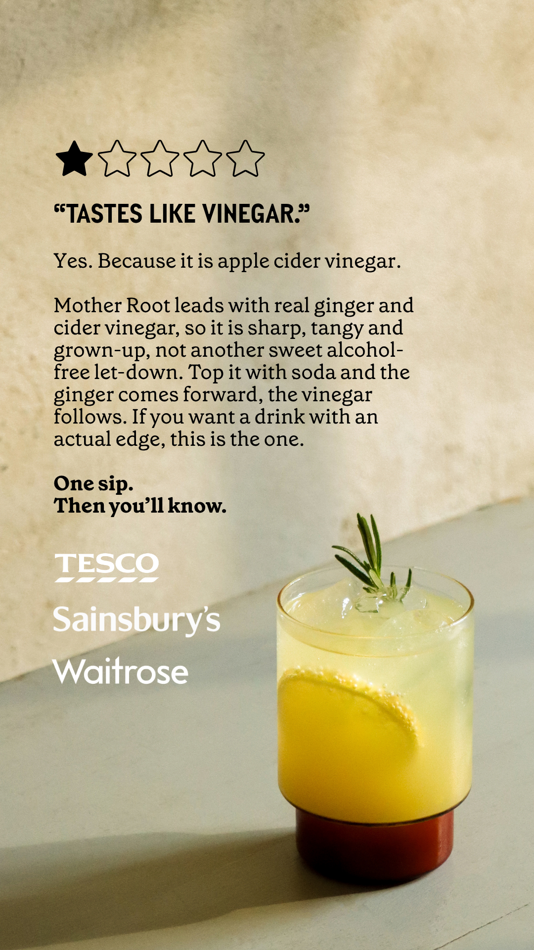 Mother Root Drinks Facebook ad: 0.1% ABV Non-Alcoholic Aperitif