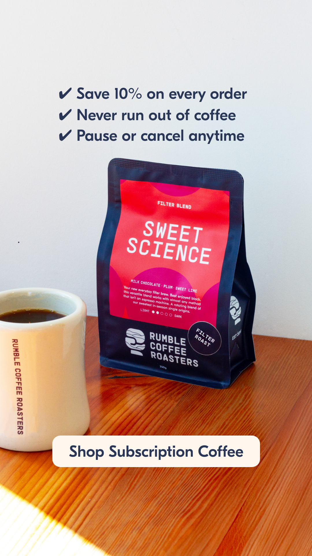 Rumble Coffee Roasters Facebook ad