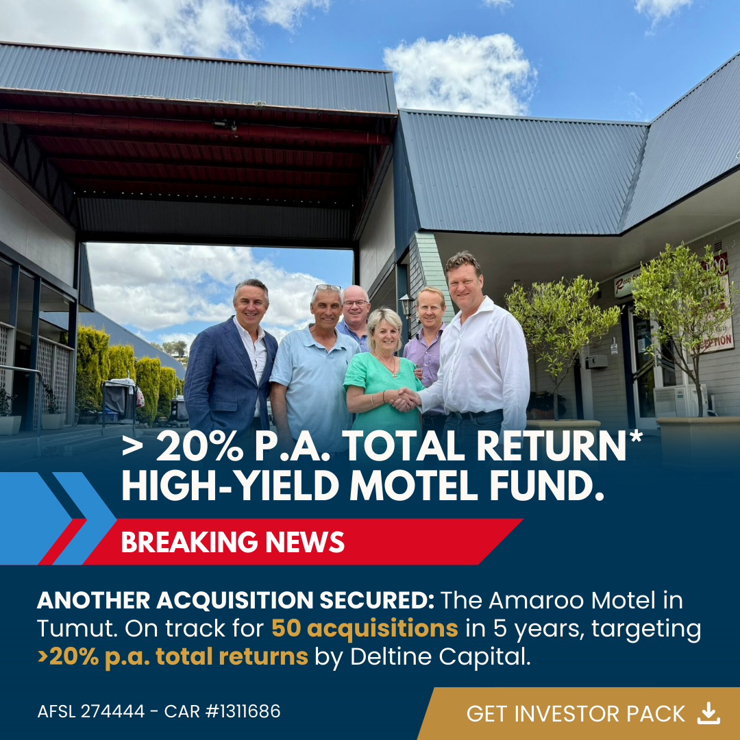 Deltine High Yield Motel Fund Facebook ad: Get Your Free Investor Pack