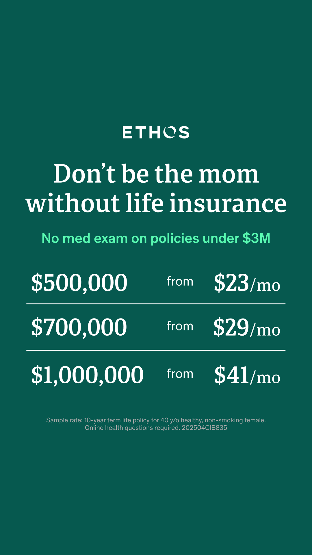 Ethos Facebook ad