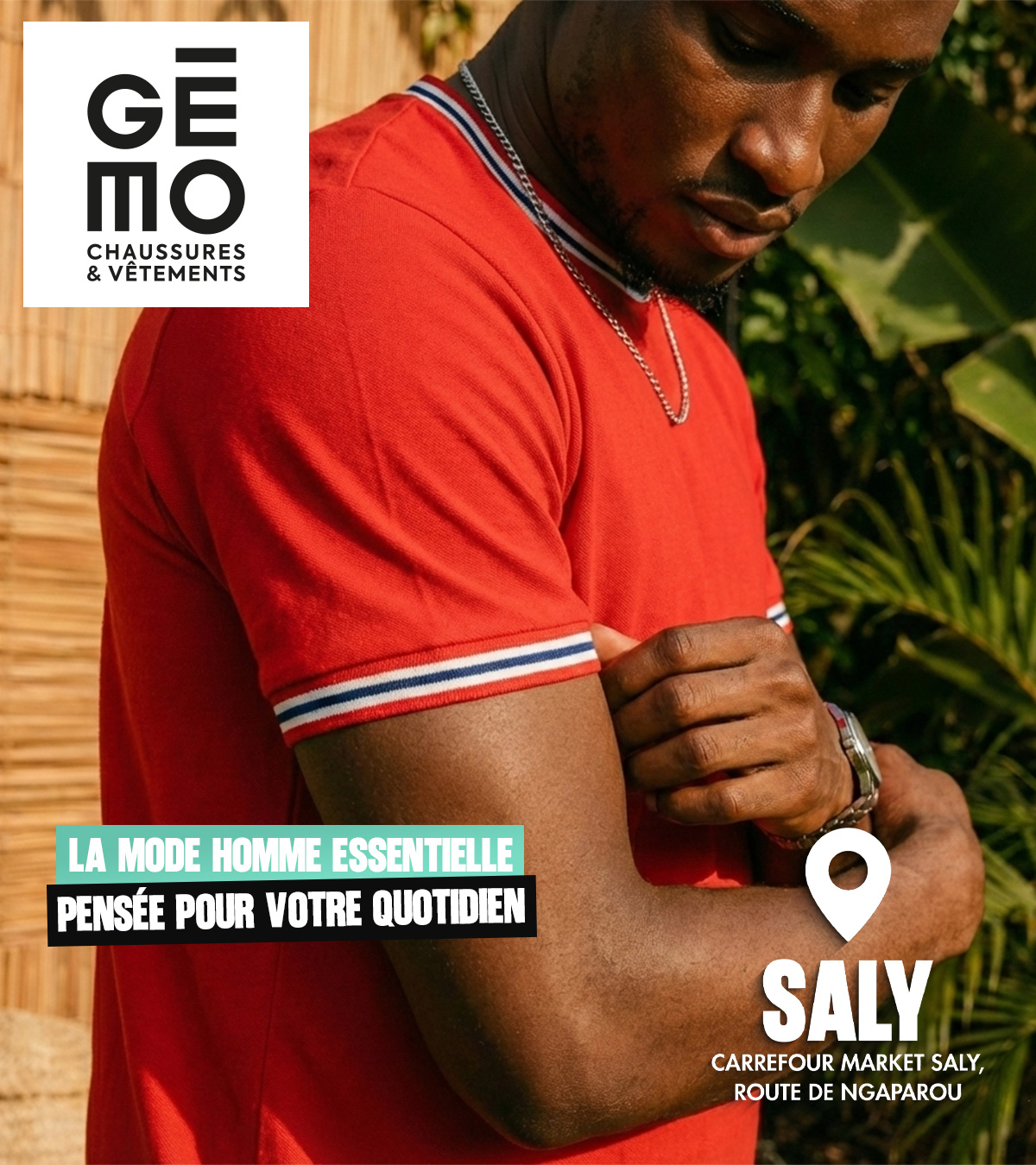 Gémo Facebook ad: Messieurs, votre nouveau quartier général du style est…