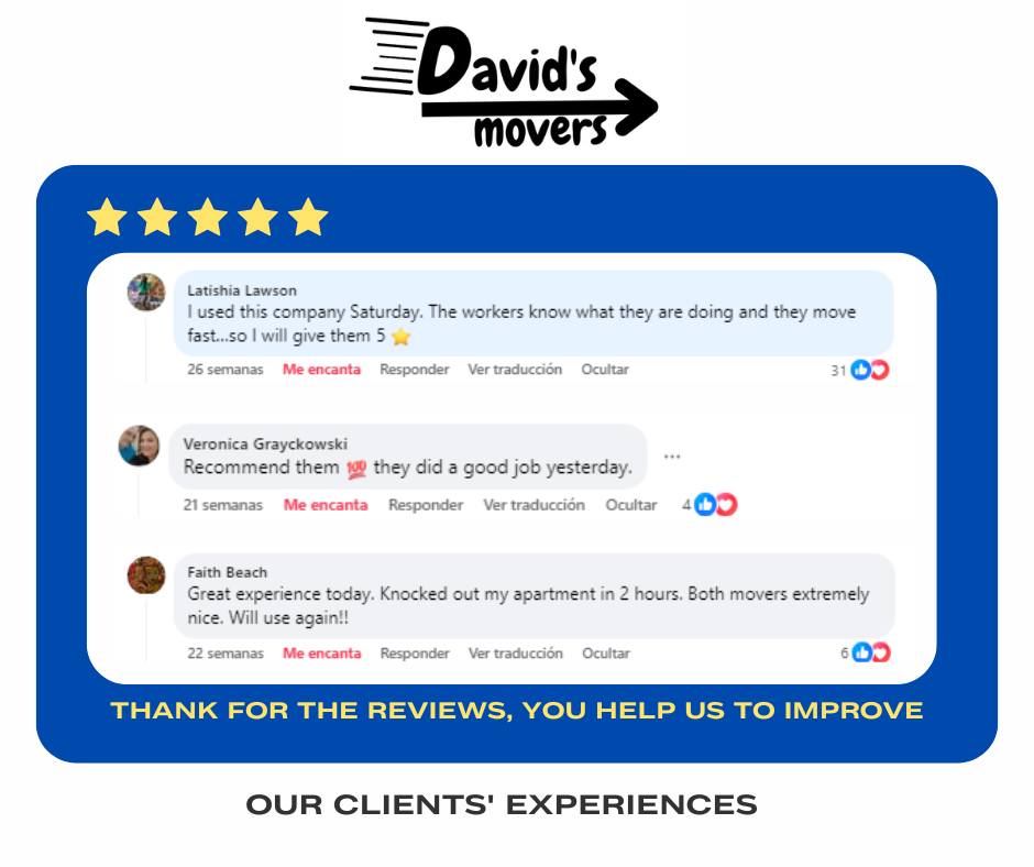 David’s movers service Facebook ad: Thank You for Trusting Us!
