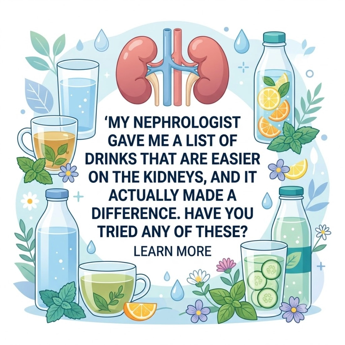Adult Education Facebook ad: Learn more about beverages for kidney health, including…