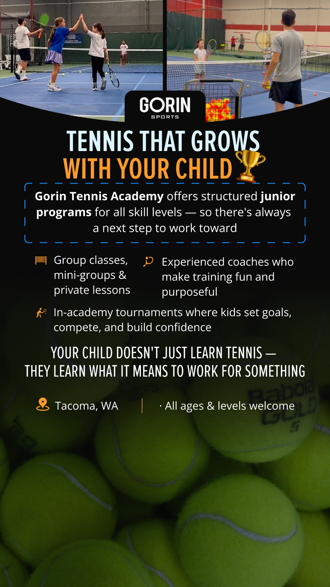 Gorin Tennis Academy Facebook ad