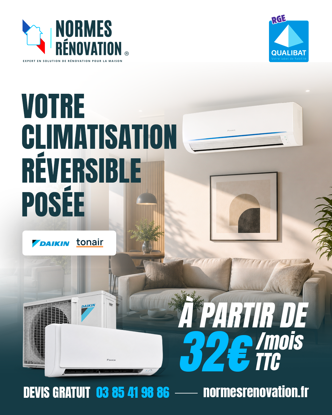 Normes Rénovation Facebook ad: Devis climatisation gratuit