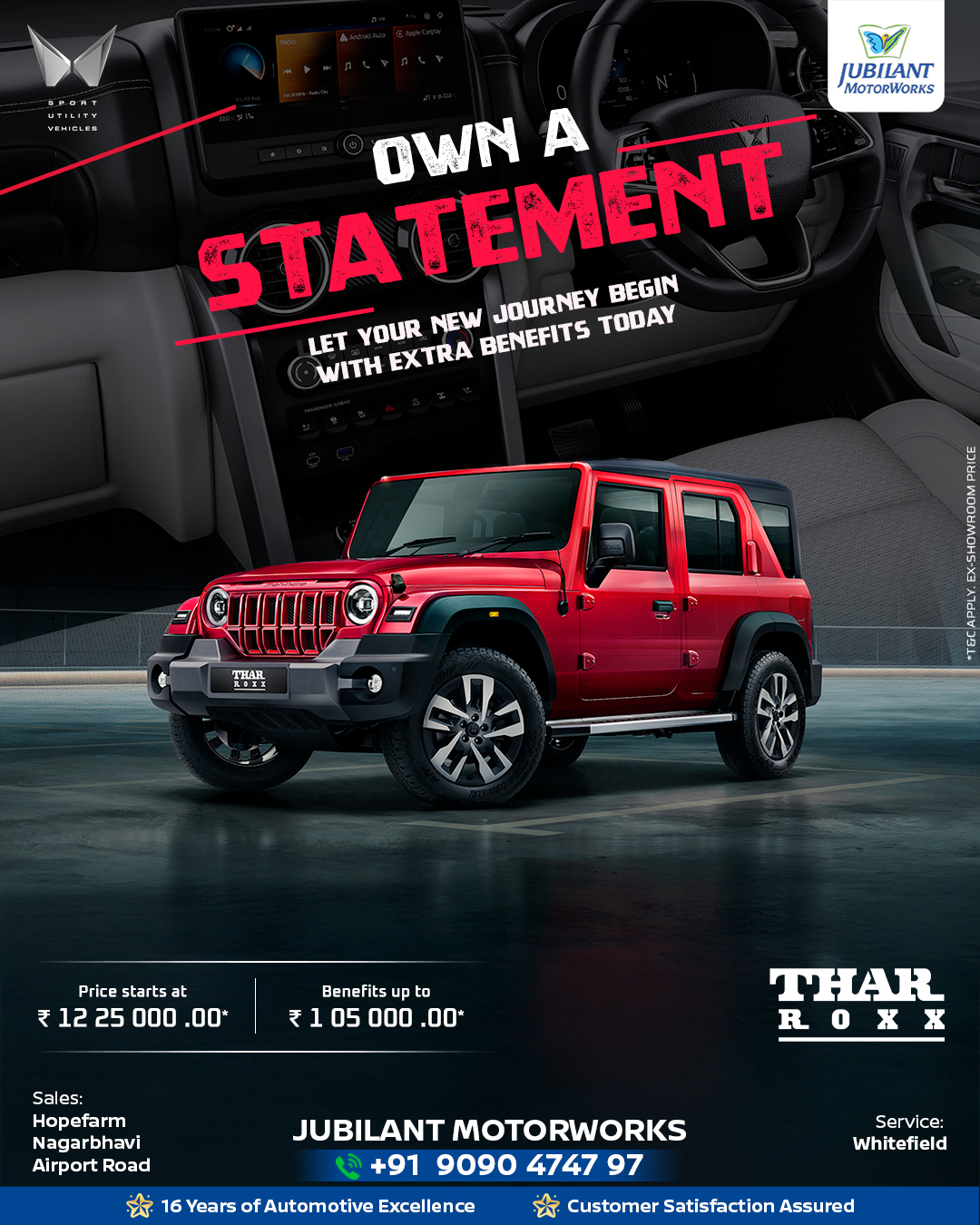 Jubilant Mahindra Bangalore Facebook ad: Thar ROXX from ₹12.25 Lakh*