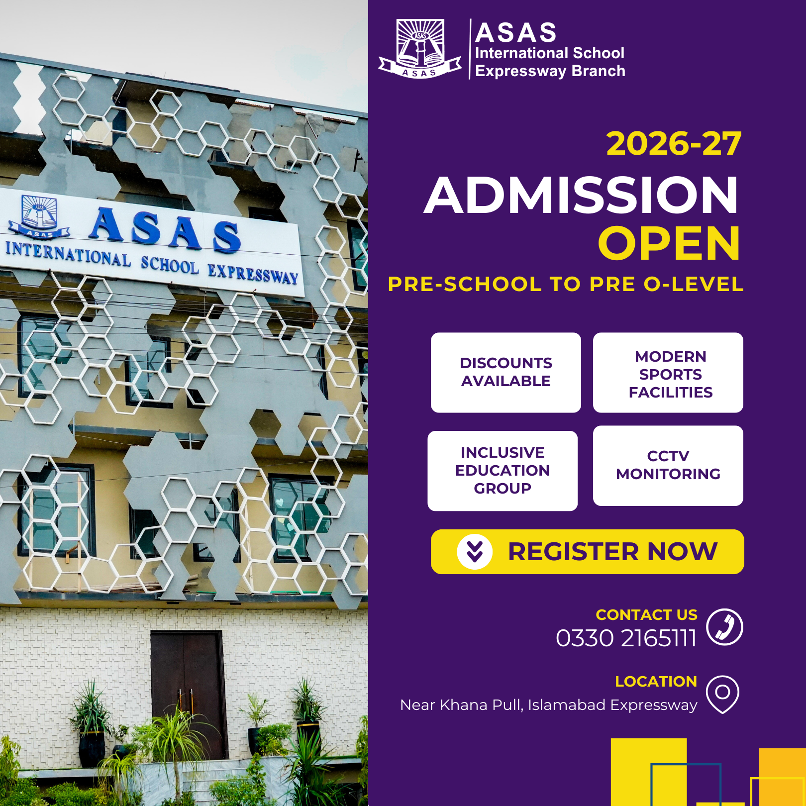 Asas International School, Expressway Branch Facebook ad: Limited seats, Enroll now!