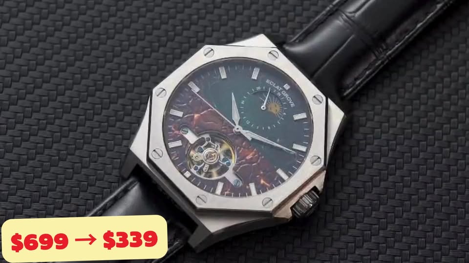 Eclat Grove Facebook ad: Forest Guardian, an octagonal Grade 5 titanium automatic…