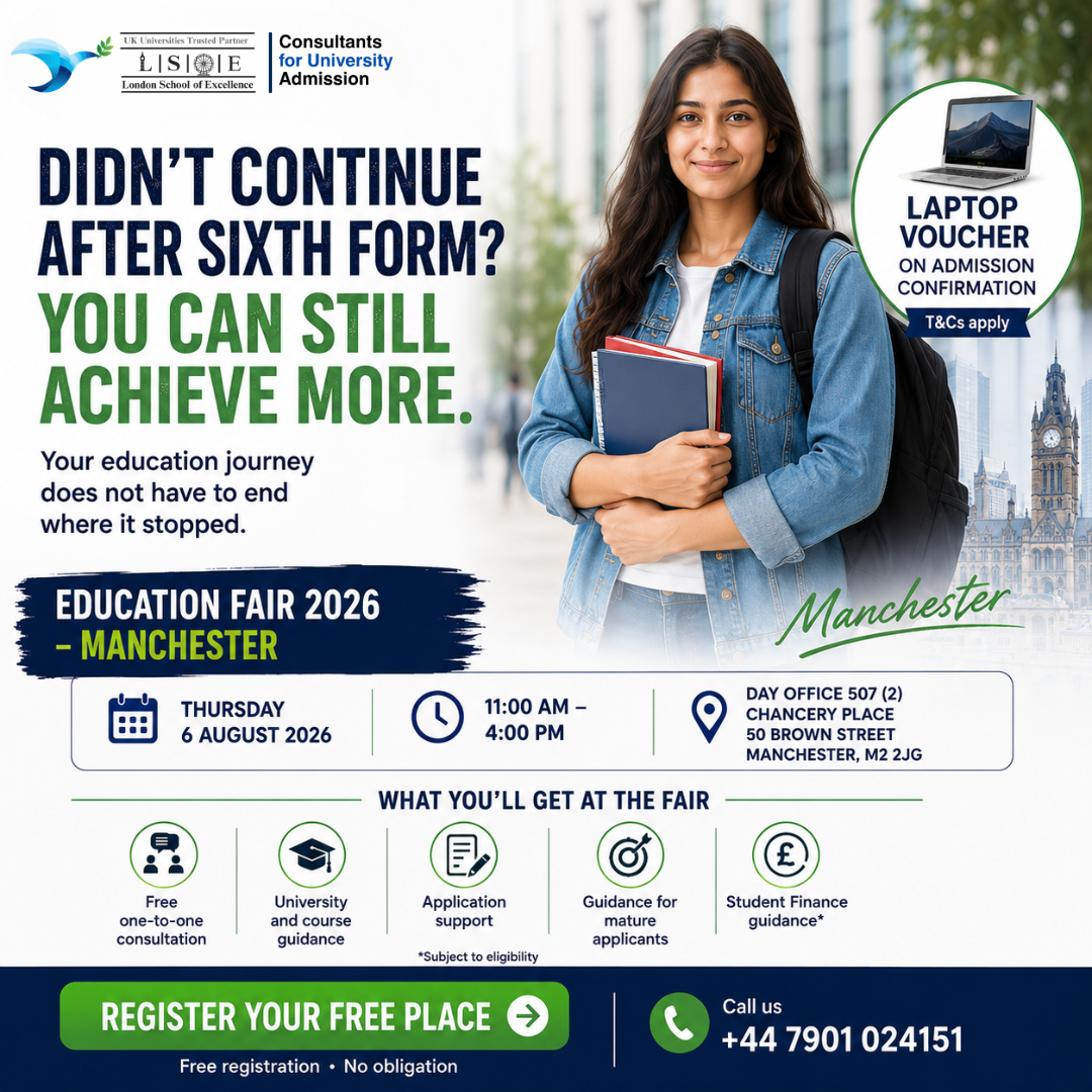 London School Of Excellence Facebook ad: Free Education Fair · Manchester