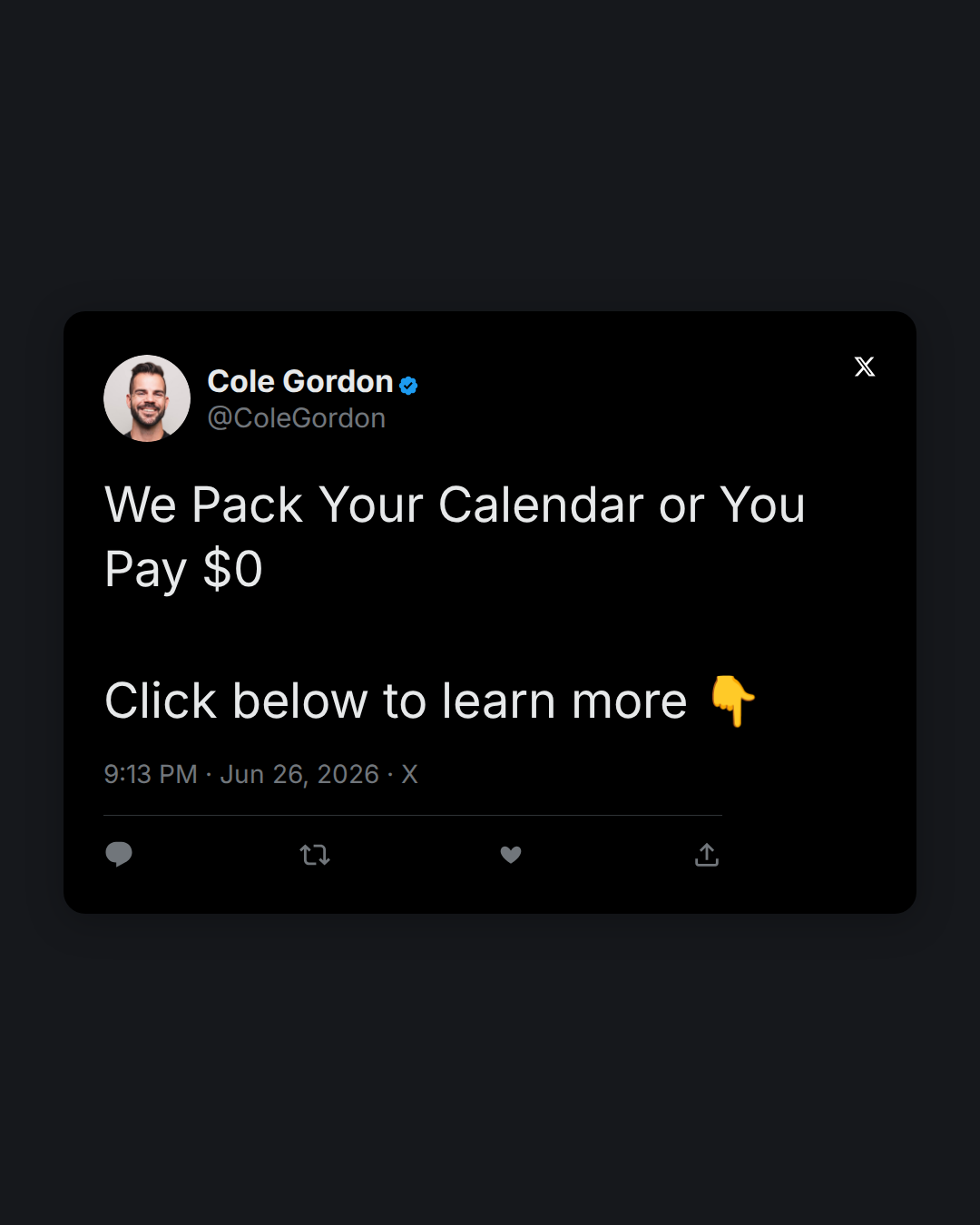 Cole Gordon Facebook ad