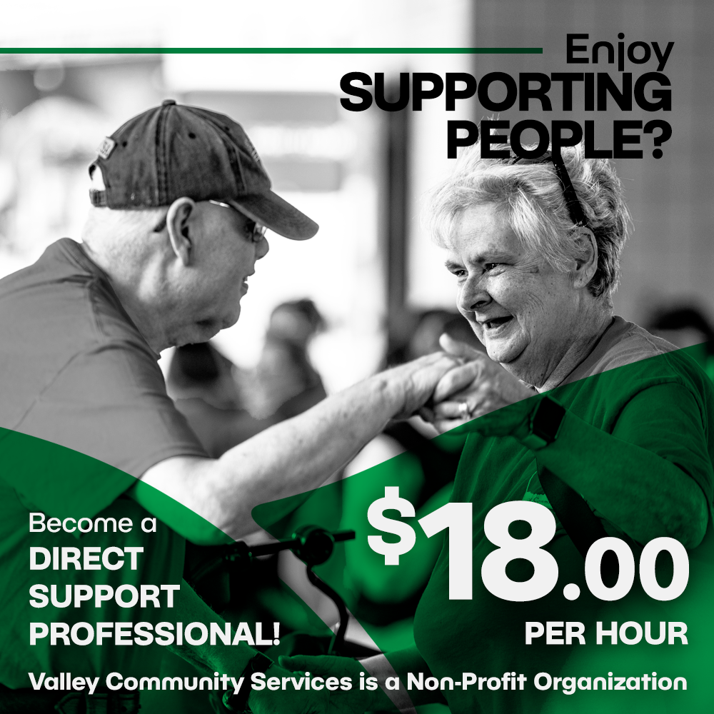Valley Community Services Facebook ad: Direct Support Professional in the Carlisle and Gettysburg…