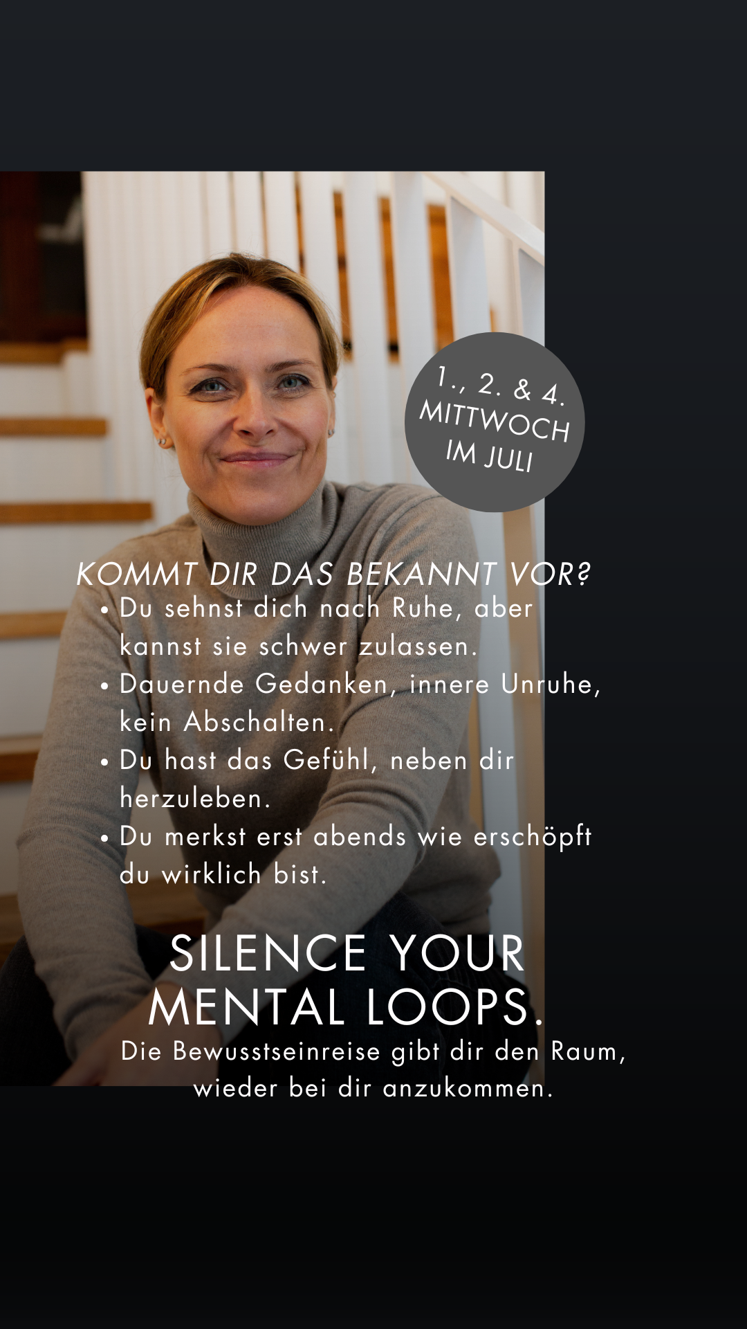 Sabrina Barner Life Coaching Facebook ad: Dein Kopf hört nicht auf.