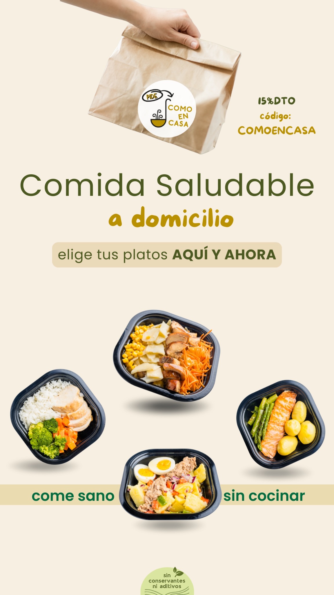 PIDE COMO en CASA Facebook ad: Cuídate Fácil y Rico