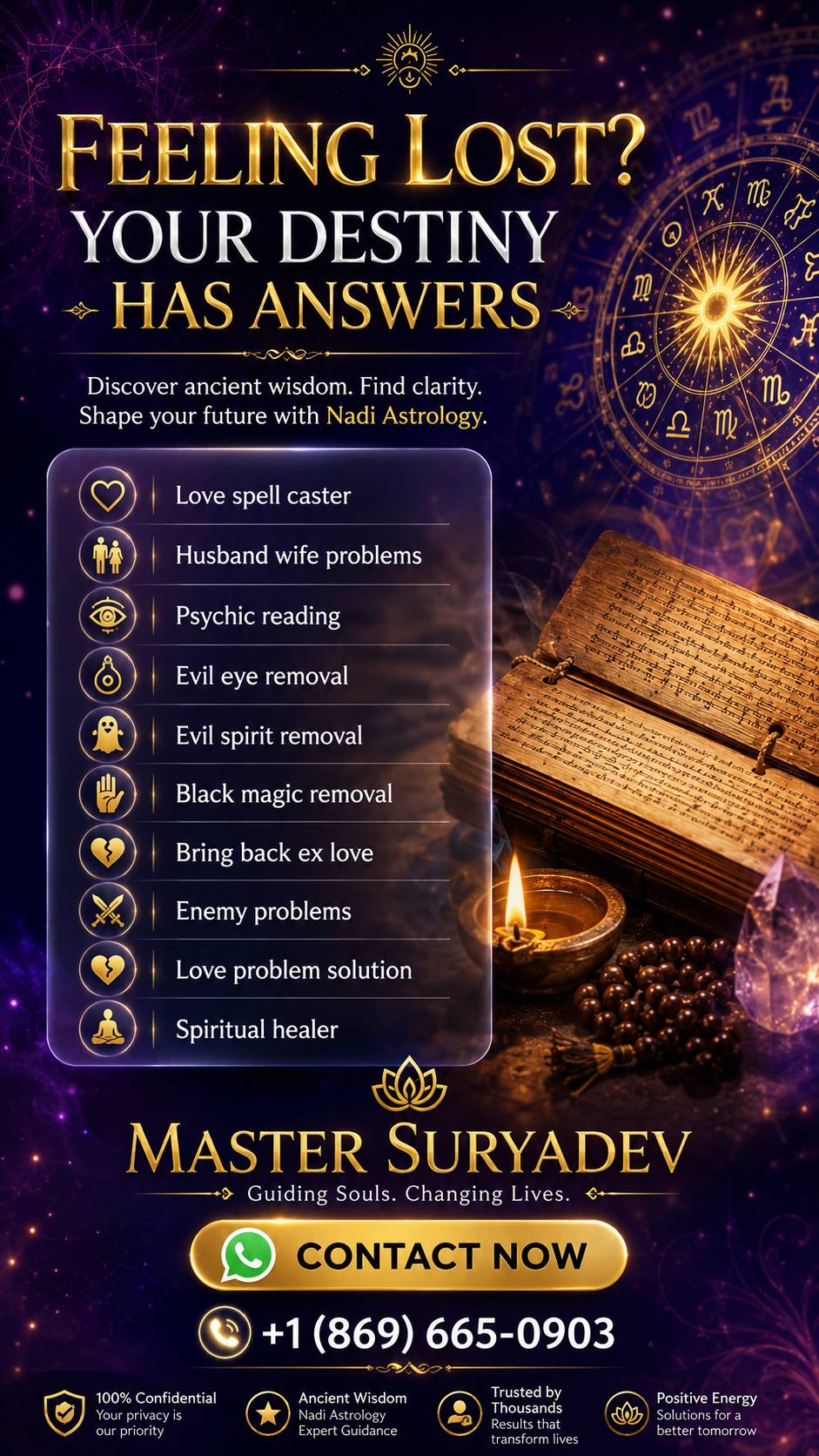 Famous astrologer and physic spiritual healer Facebook ad: When Life Feels Uncertain, Find Your Answers