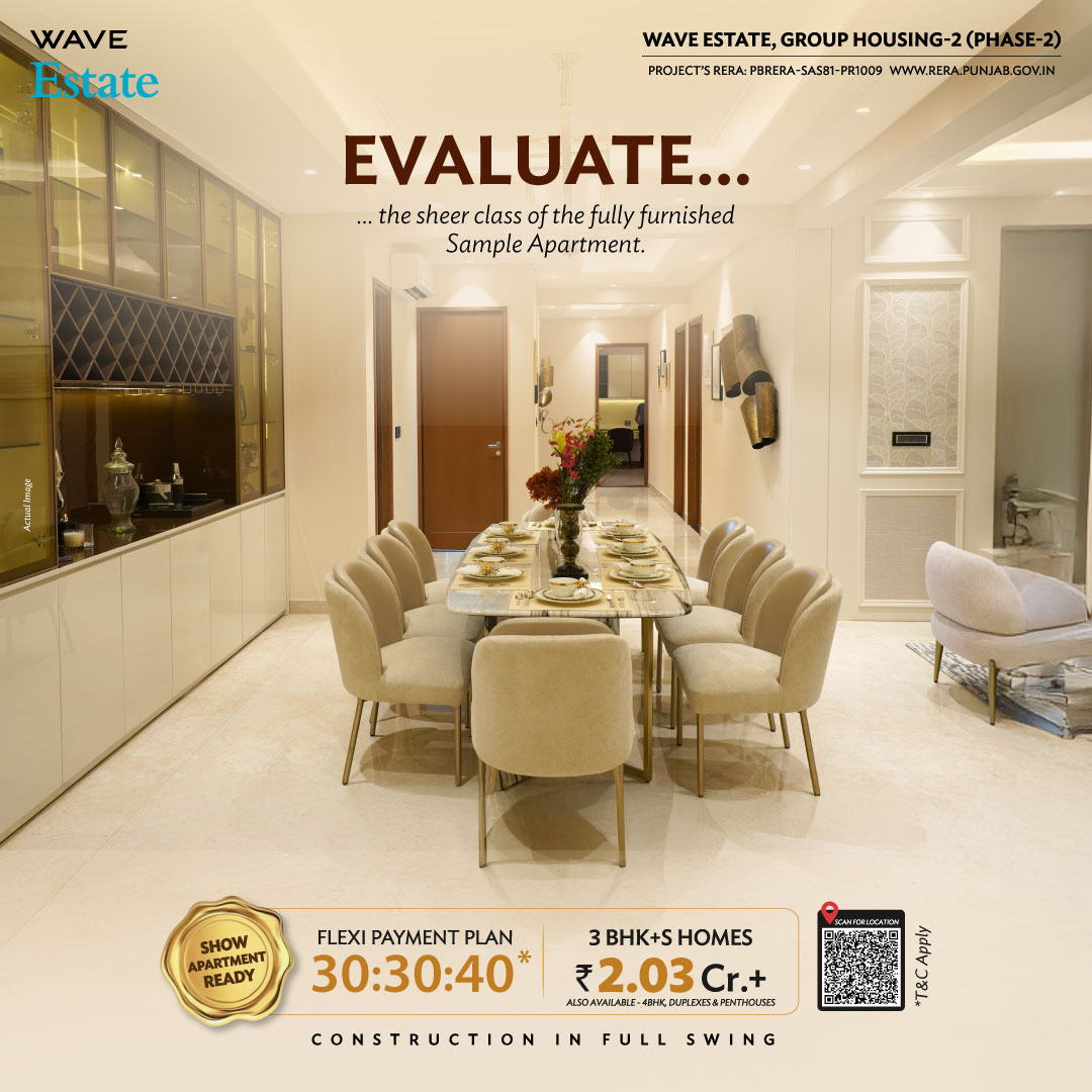 Wave Estate Facebook ad: 3 BHK + S Homes: ₹2.03 Cr+