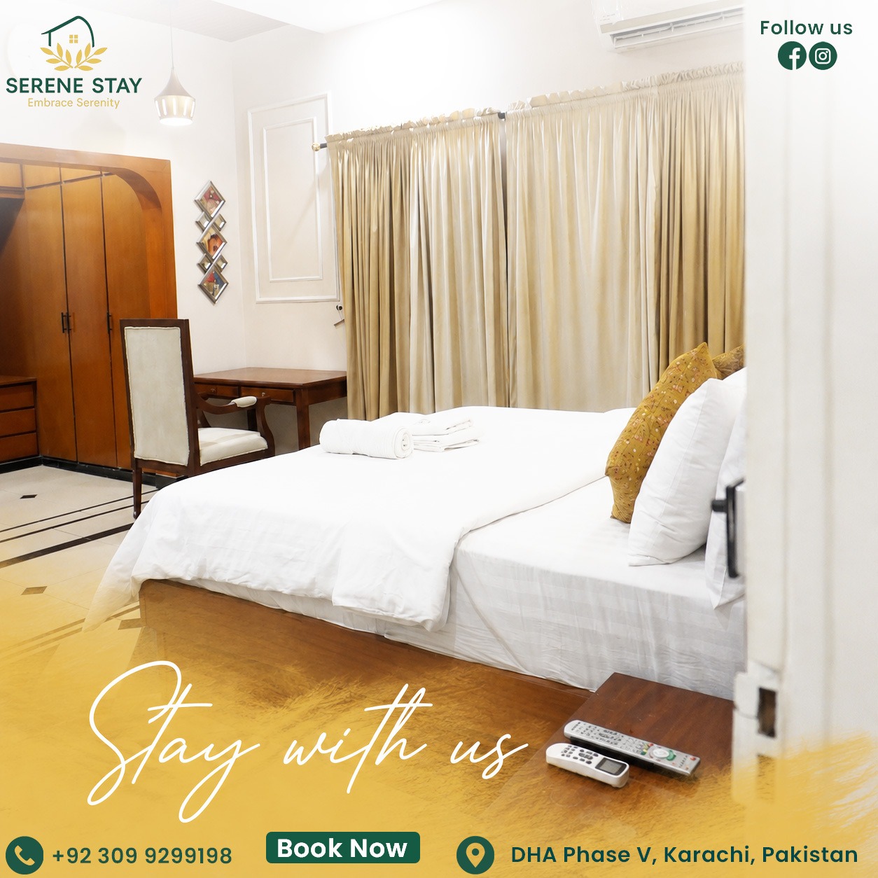Serene Stay Facebook ad: Luxury Stay in DHA Karachi