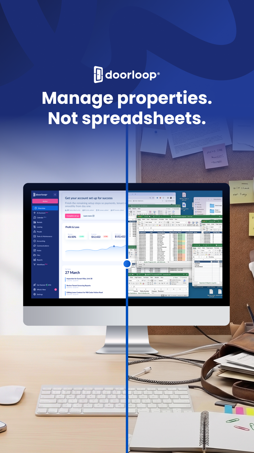 DoorLoop Facebook ad: Less Busywork, More Growth