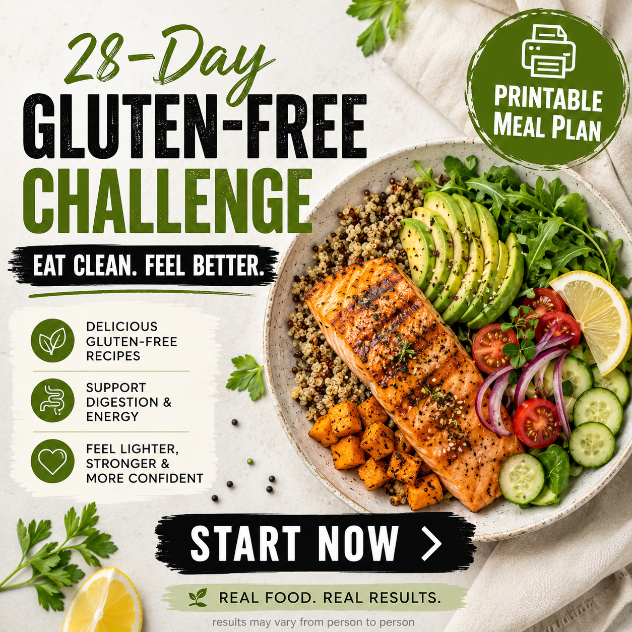 ZeroGluten Chef Facebook ad: Start Your 28-Day Gluten-Free Challenge