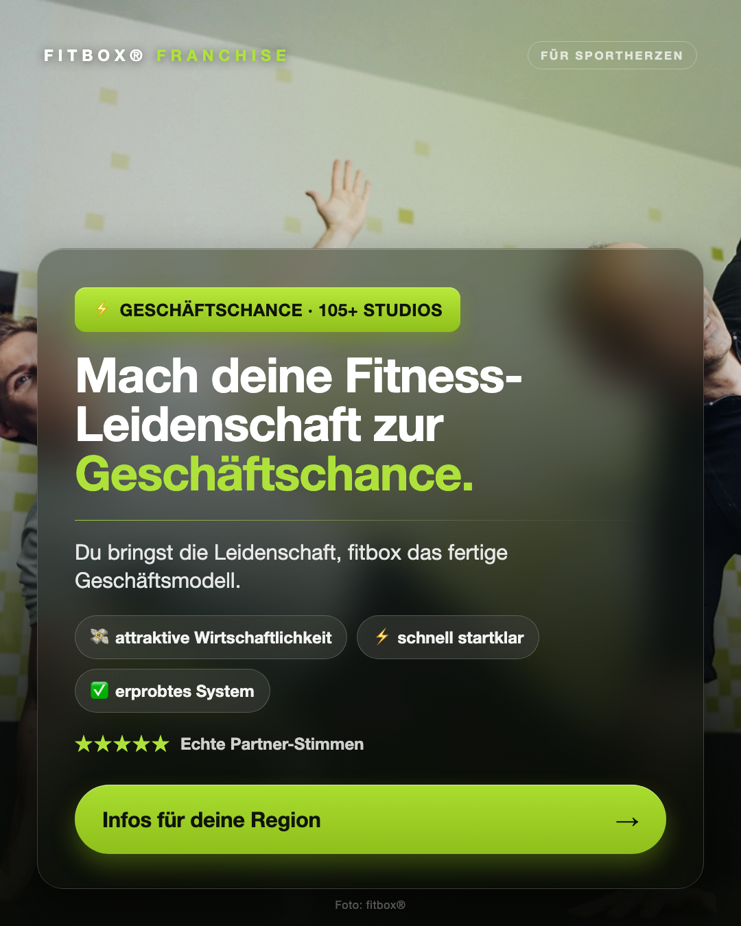 FranchisePORTAL Facebook ad: Vom Trainingsfan zum Studio-Inhaber - Quereinsteiger…