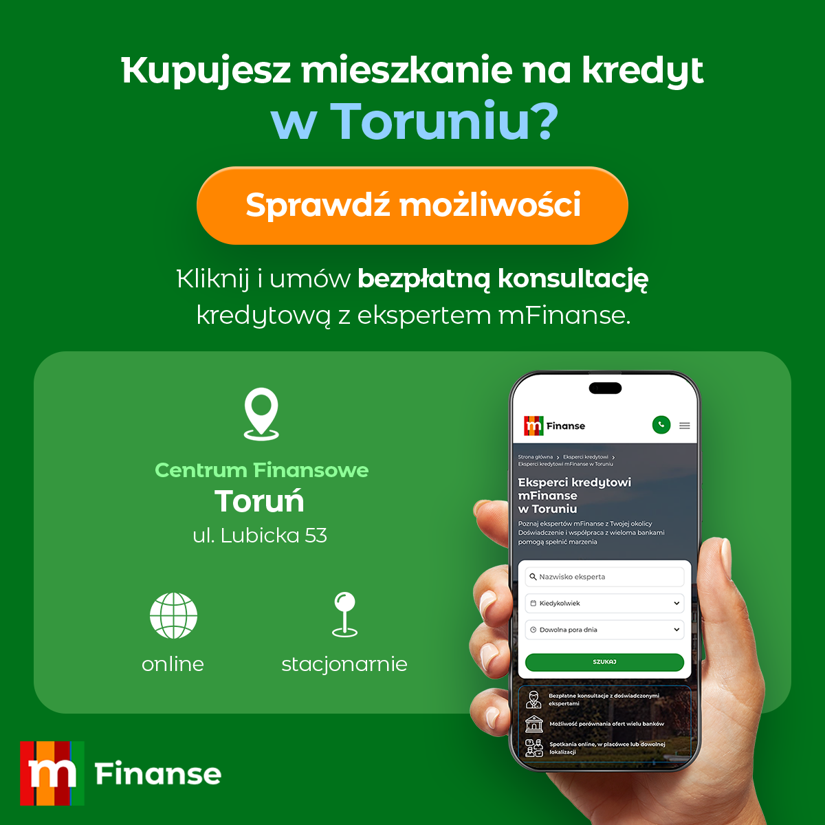 mFinanse Facebook ad: Znajdź eksperta kredytowego
