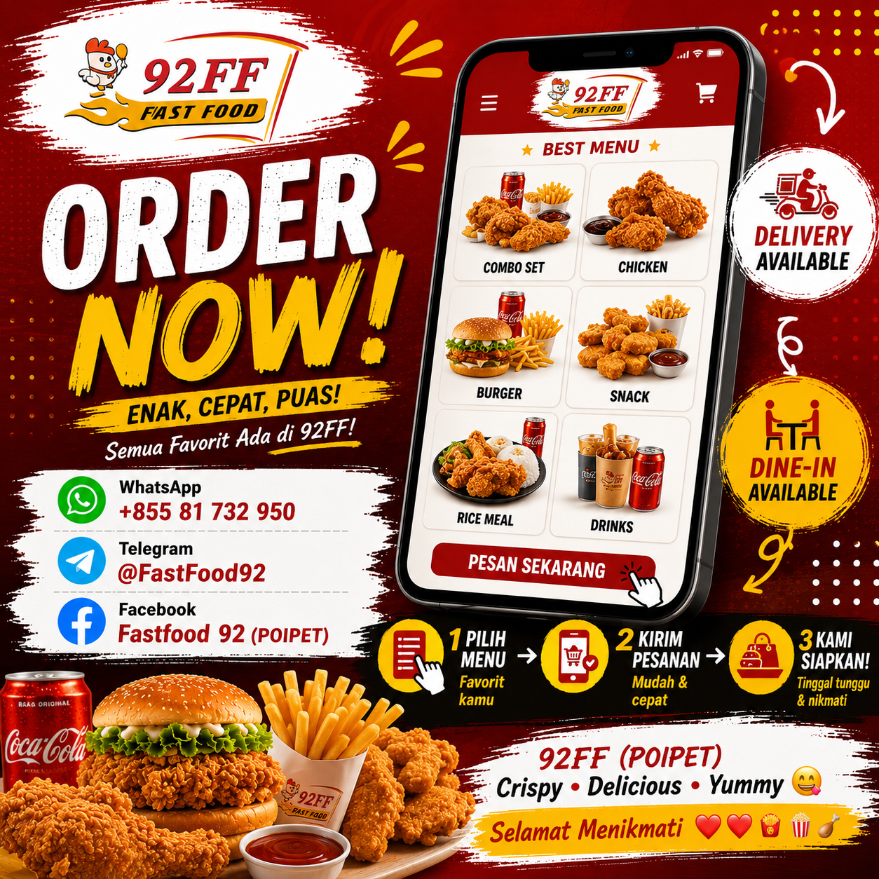 92FastFood Facebook ad: Order Sekarang di 92FF!