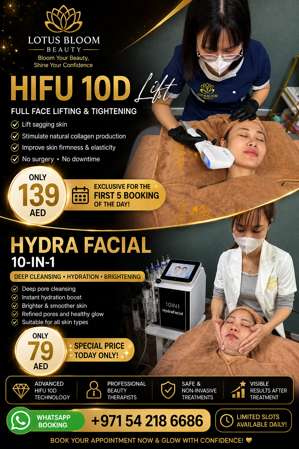 Lotus Bloom Beauty Facebook ad: 100% EVERYONE GETS A GIFT! Free door gifts worth up to 259…