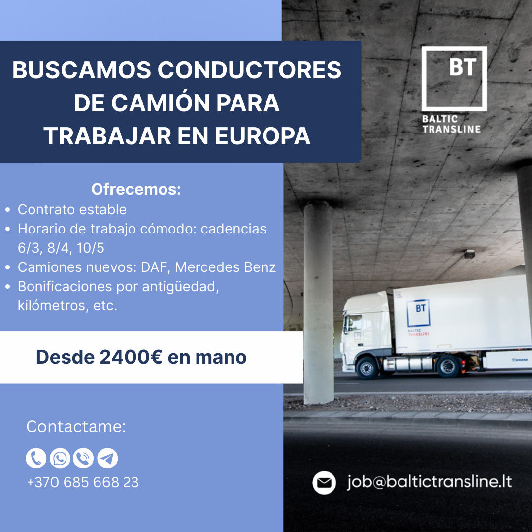 Baltic transline, UAB Facebook ad: ¡Trabajo en Europa para conductores de camiones!