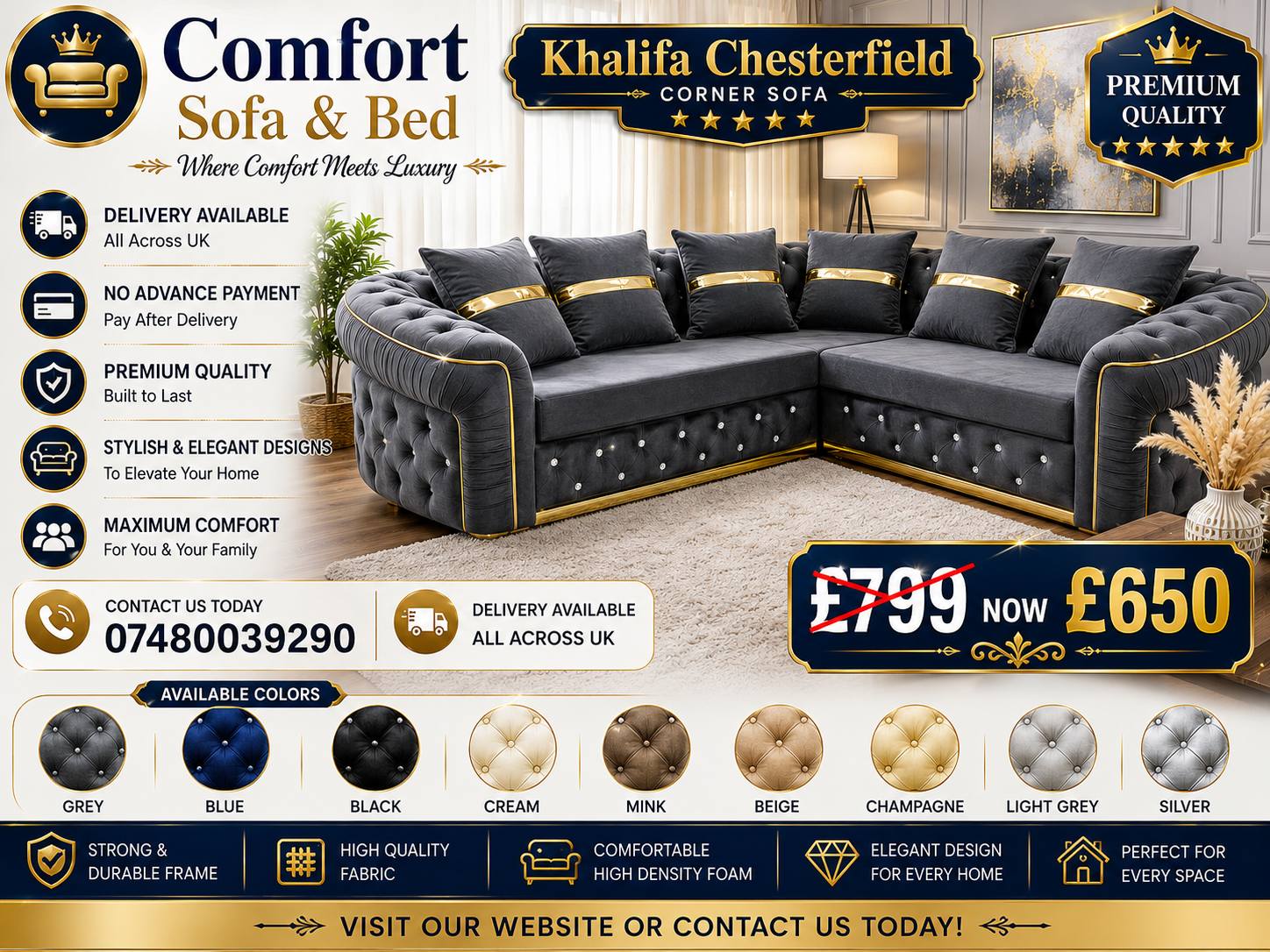 Comfort Sofa & Bed Facebook ad: Comfort Sofa & Bed, Luxury Furniture Across the…