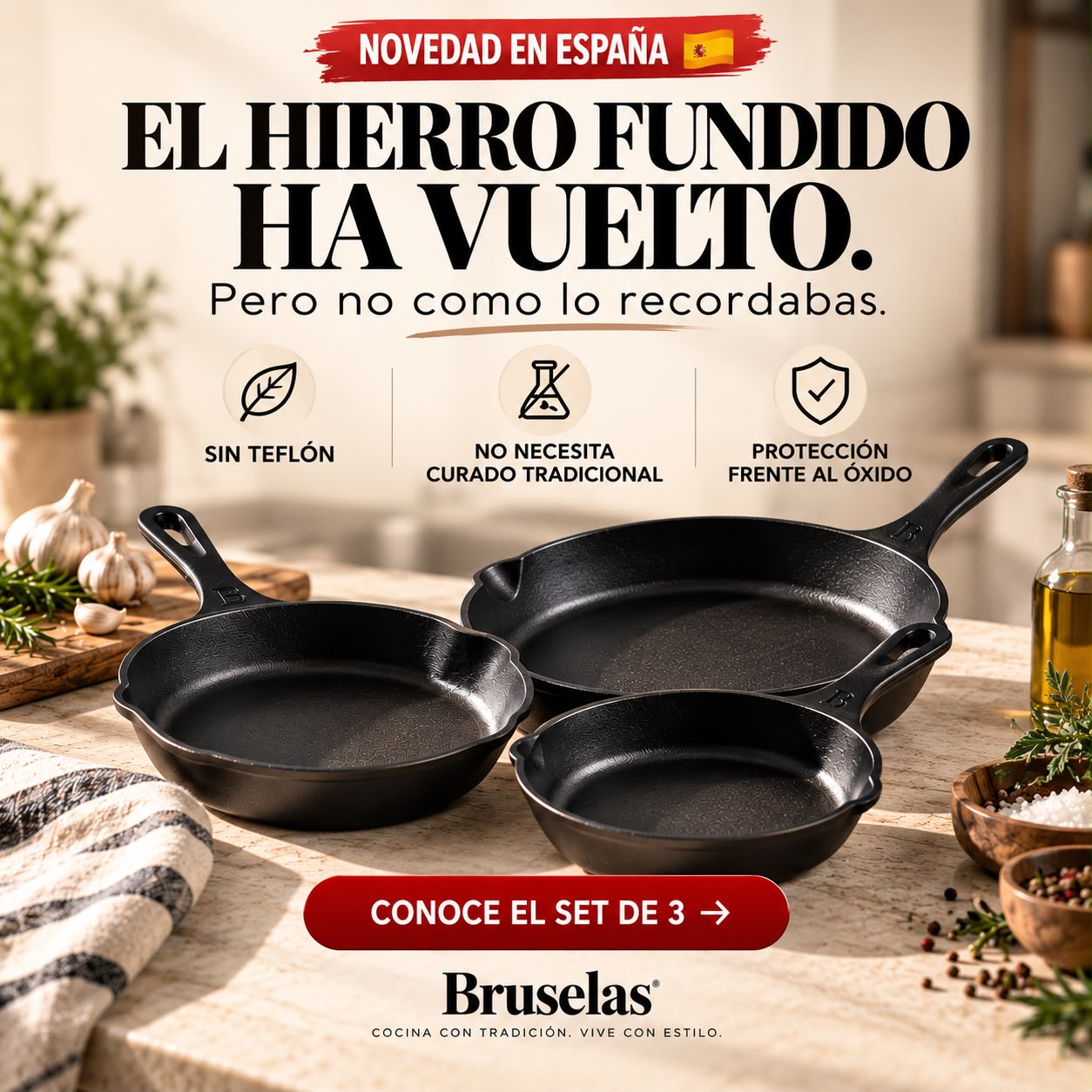Bruselas Cocina Spain Facebook ad: El hierro fundido ha vuelto.