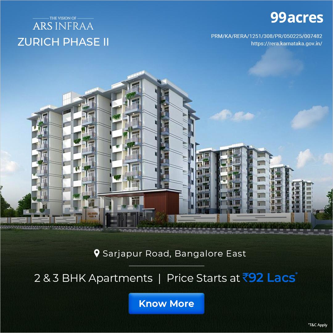 99acres house Bengaluru Facebook ad: 2 & 3 BHK Apartment starting ₹92 Lacs*