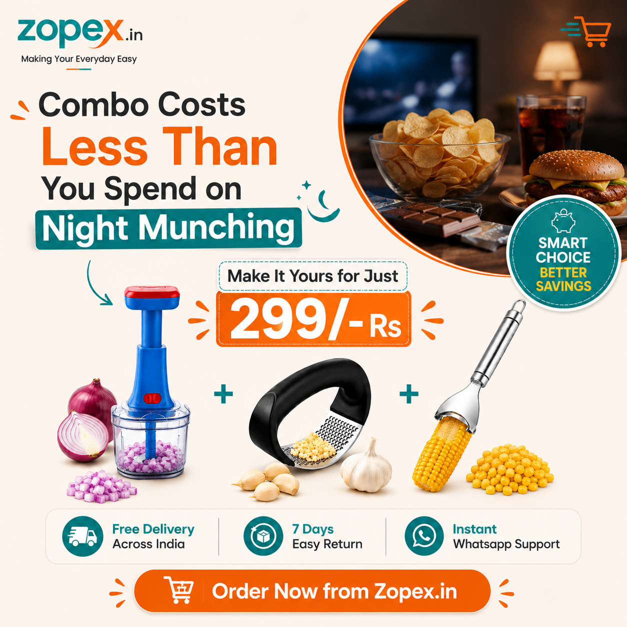 Zopex.in Facebook ad: Your kitchen deserves smarter tools, not expensive ones.