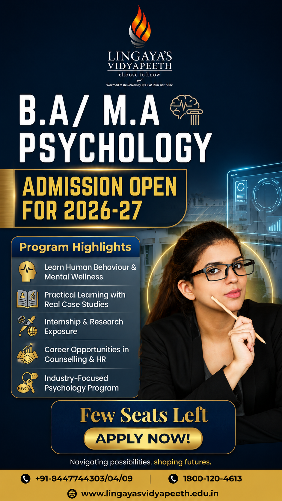 Lingaya's Vidyapeeth Facebook ad: Start Your Career in Psychology