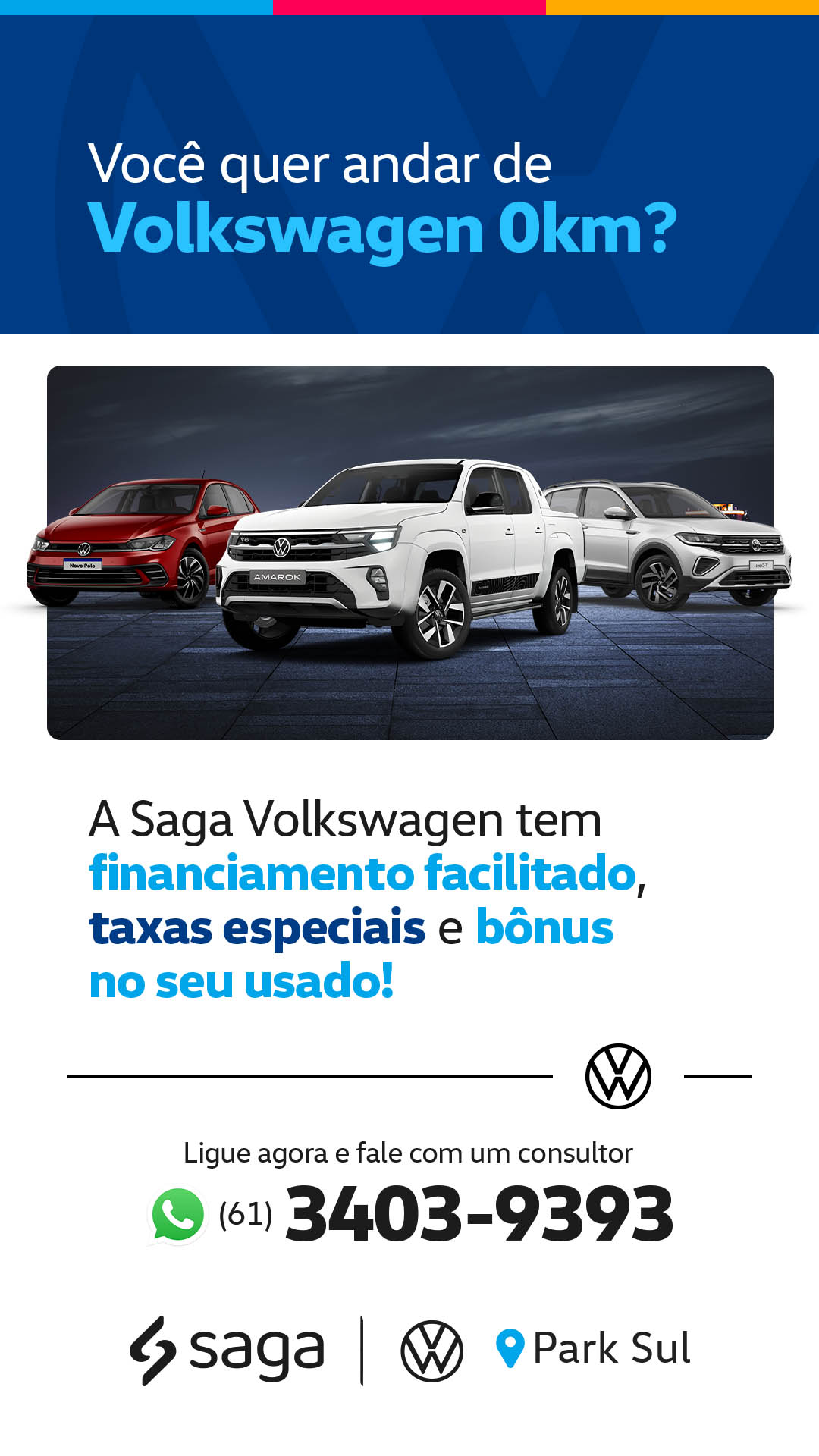 Saga Volkswagen Brasília Facebook ad from Apr 25, 2025