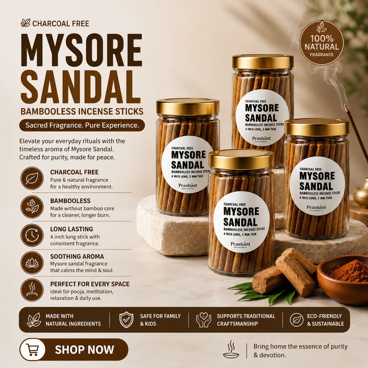 Prashant Fragrances Facebook ad: Buy Mysore Sandal Incense Sticks Pack
