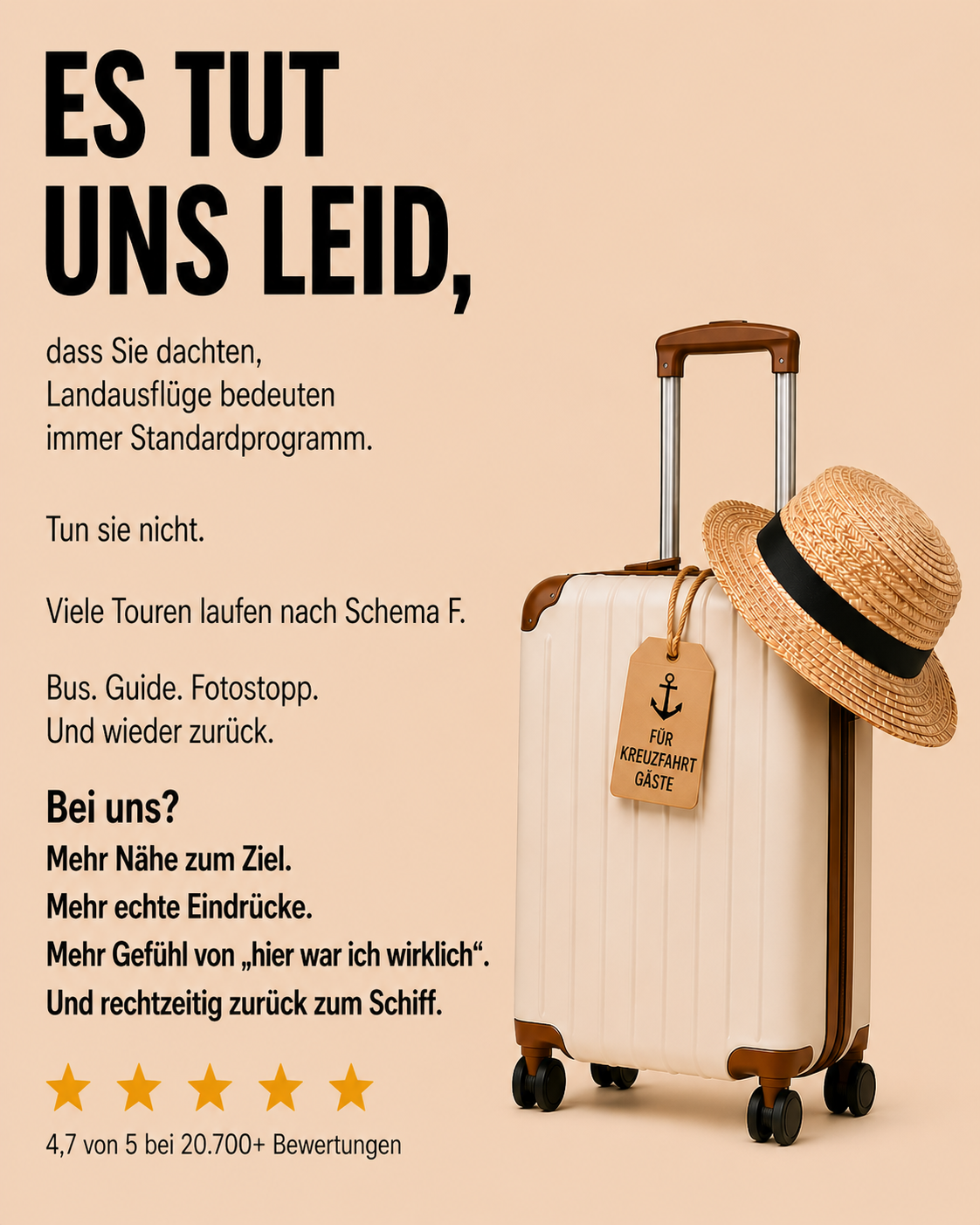 Meine Landausflüge Facebook ad: Schiff wählen & Ausflug finden