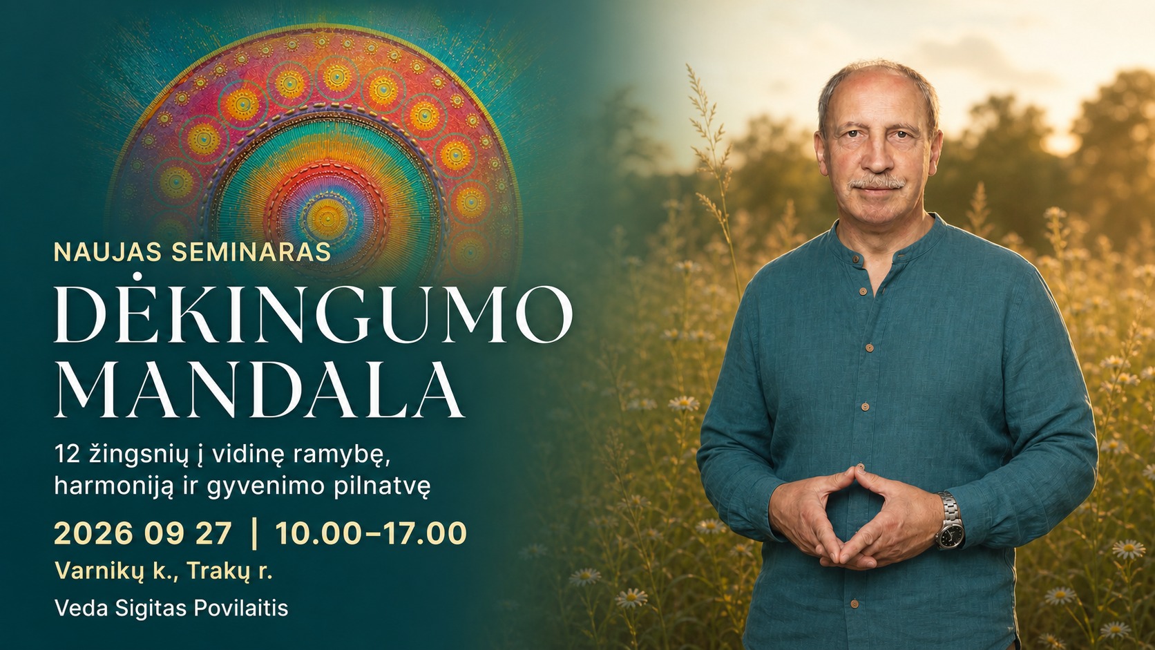 Netradicinė terapija Facebook ad: Seminaras Dėkingumo mandala, 12 žingsnių į vidinę ramybę