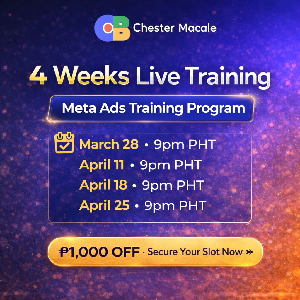Chester Macale Facebook ad: 4 Weeks LIVE Meta Ads Training