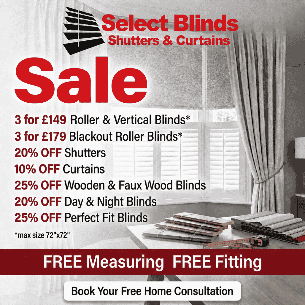 Select Blinds, Shutters & Curtains Facebook ad: Celebrating 30 Years of Style!
